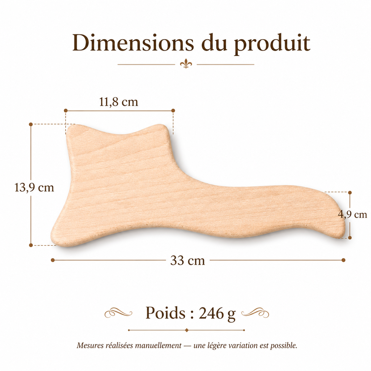Dimensions du Gha Sha planche pour corps