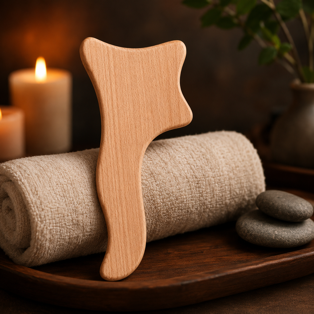 Planche de gua sha corps en bois naturel